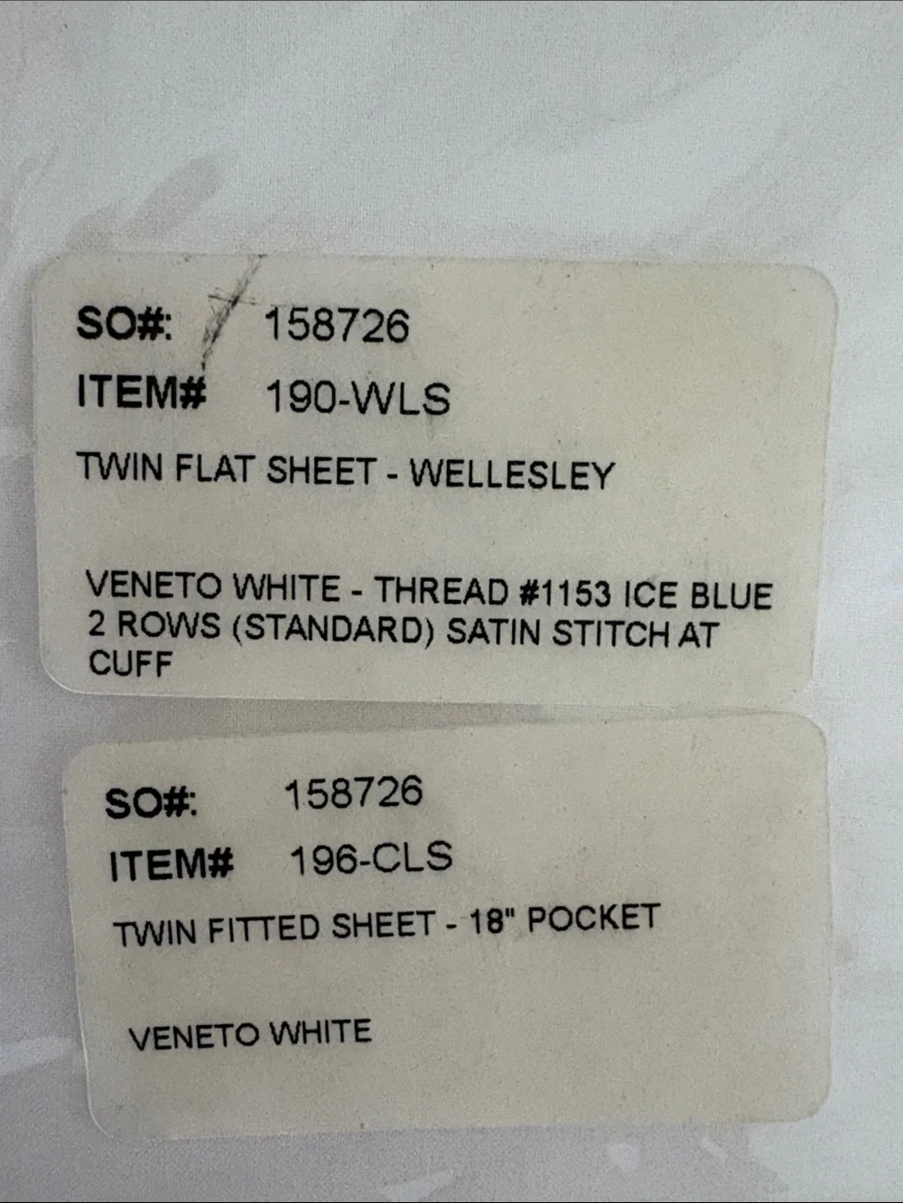Legacy home linens twin flat and fitted Wellesley Venetian white ice blue stitch